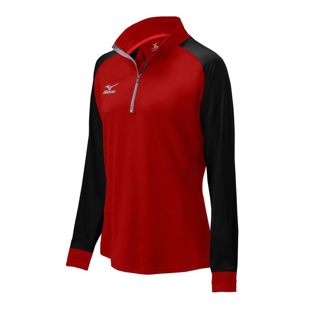 Chaqueta Mizuno Prime 1/2 Zip Mujer Rojas/Negras Baratas ZWVX-82056